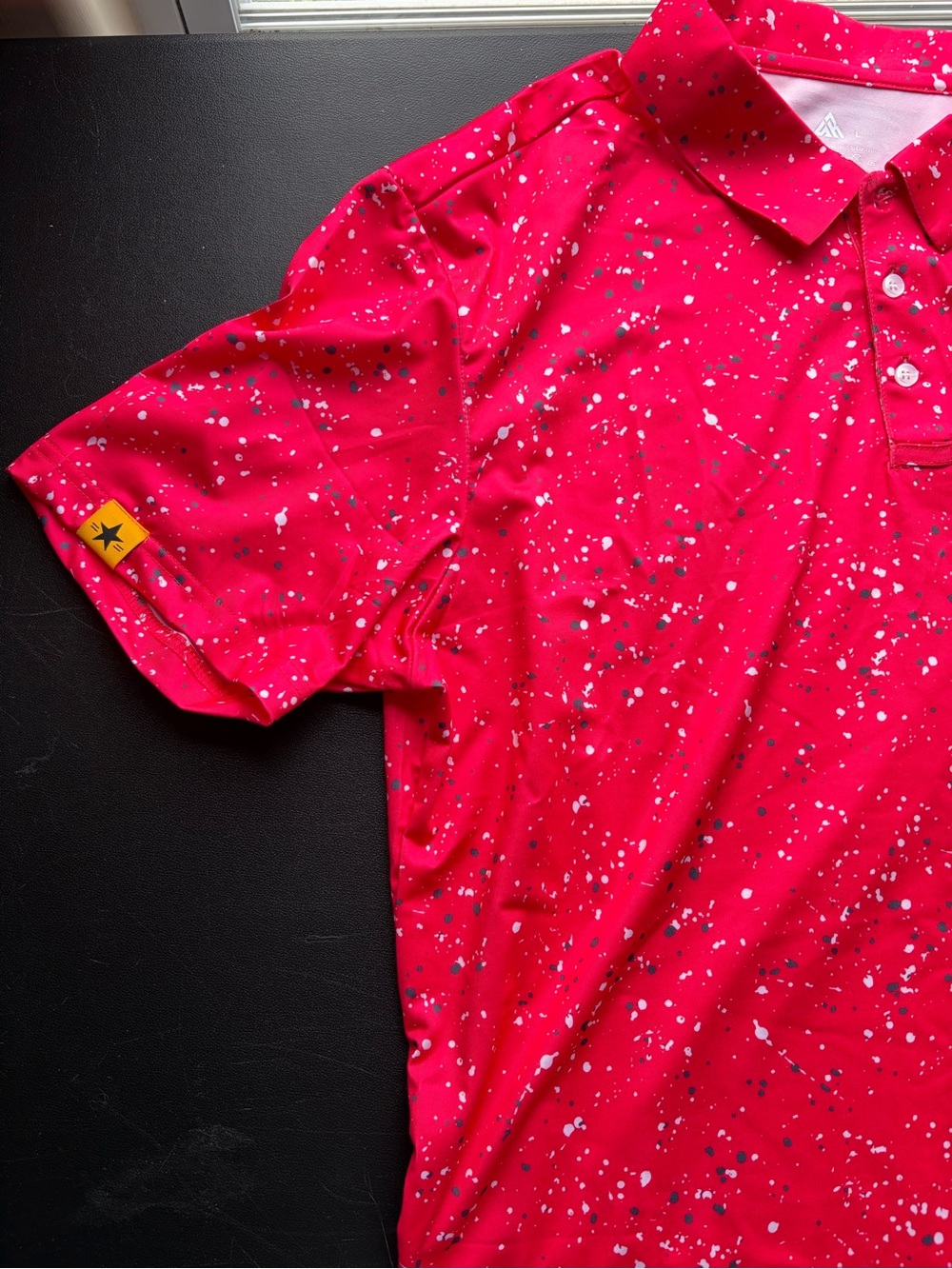 Men's Red Splatter Polo Shirt - Performance Golf Style - Picture 2 of 5